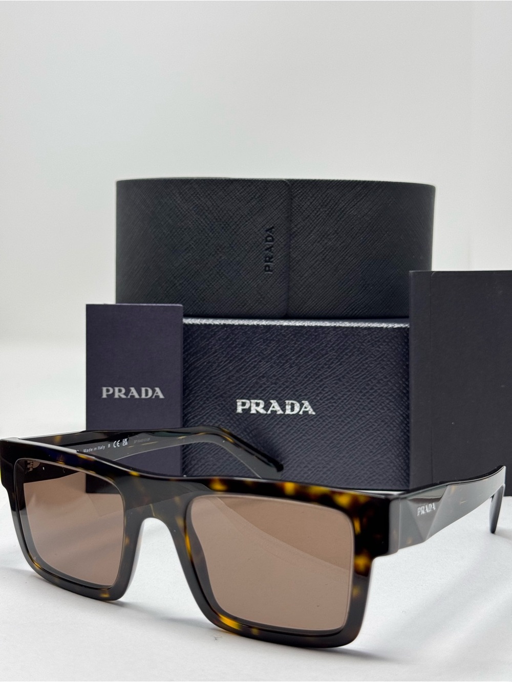 NEW PRADA PR 19WS 2AU8C1 Tortoise Dark Brown 52 mm Men's Sunglasses AUTHENTIC